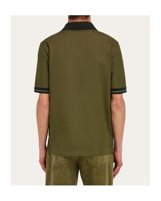 Ferragamo Green Short Sleeve Polo Shirt for men