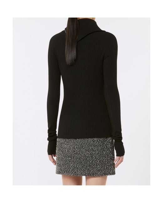 Sportmax Black Sweater With Zip-Up High Neck Detail