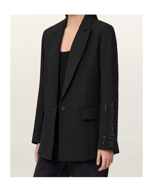 AllSaints Black Ottie Relaxed Skull Blazer