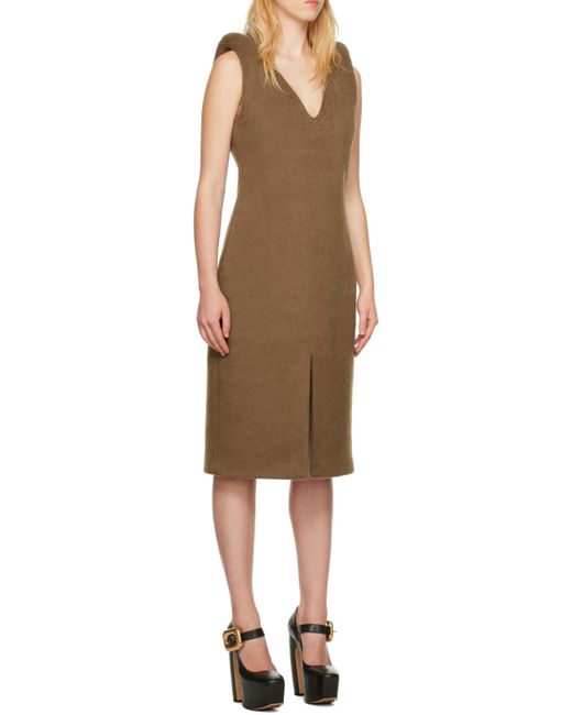Bottega Veneta Brown Logo V-Neck Dress