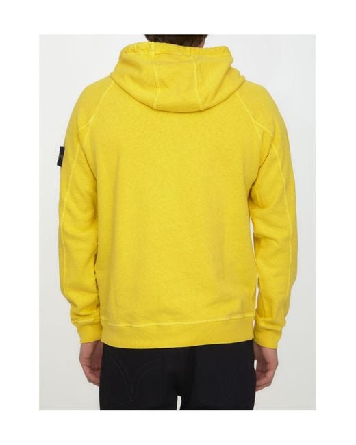 Stone Island Yellow Compass-Patch Pullover Hoodie for men