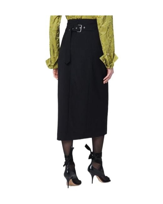 Dries Van Noten Black Wool And Mohair Midi Skirt