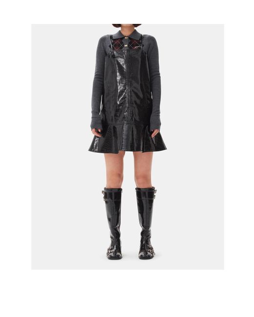 Ganni Black Future Coated Mini Dress