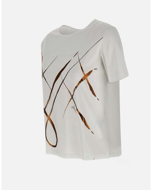 Herno Gray Graphic Printed Crewneck T-Shirt