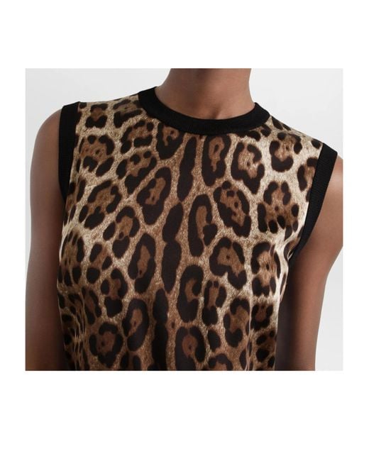 Dolce & Gabbana Black Leo-Print Wool Top