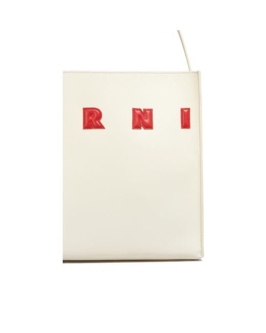 Marni White Museo Logo-Patch Small Shoulder Bag