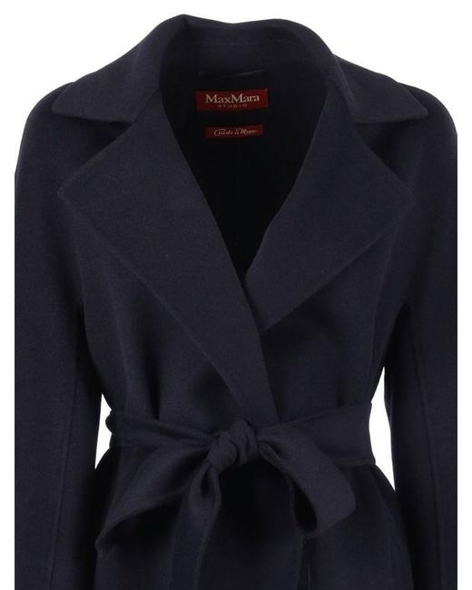 Max Mara Blue Studio Belted Coat