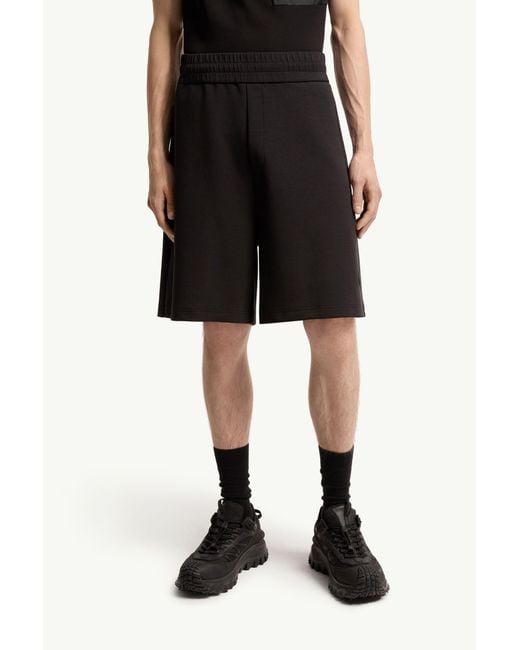 Moncler Black Interlock Cotton Blend Shorts for men