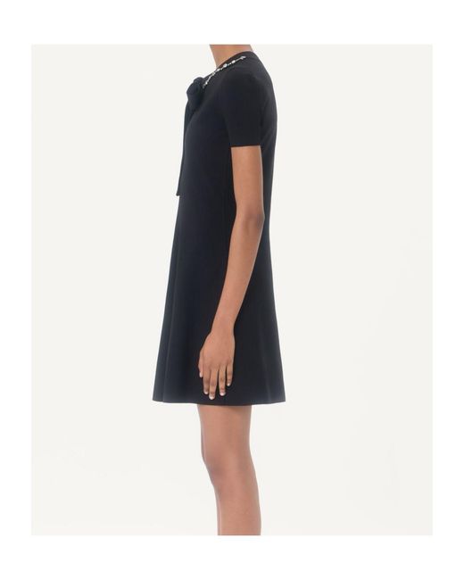 Valentino Black Embellished Tie-Neck Dress