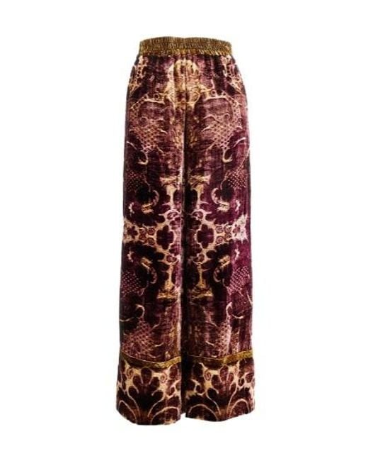 Pierre Louis Mascia Red Damask-Print Velvet Trousers