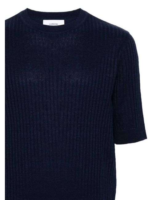 Lardini Black Ribbed Short-Sleeve Jumper for men