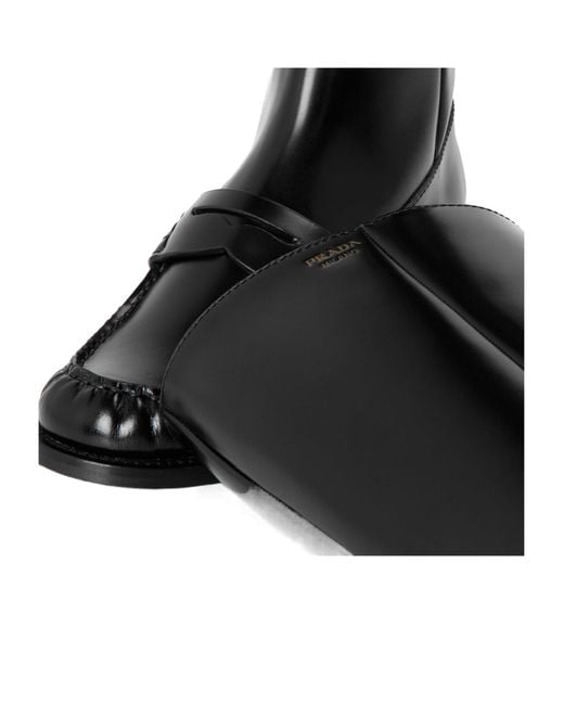Prada Black Leather Knee-High Boots