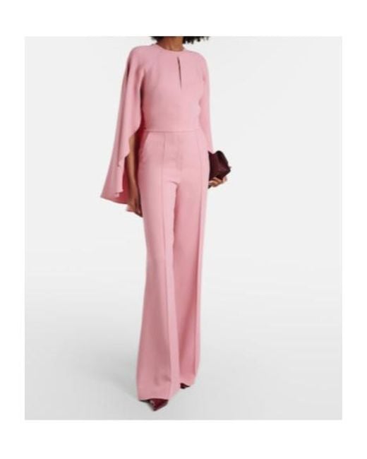Elie Saab Pink Caped Cady Jumpsuit