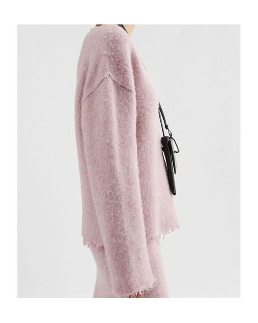 Jil Sander Pink Frayed Edge Boat-Neck Jumper
