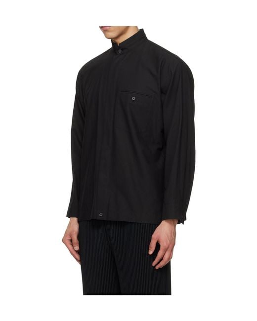 Homme Plissé Issey Miyake Black Chest-Pocket Shirt for men