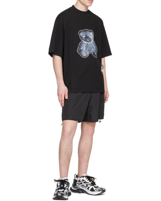 we11done Gray Teddy Bear-Print Cotton T-Shirt for men