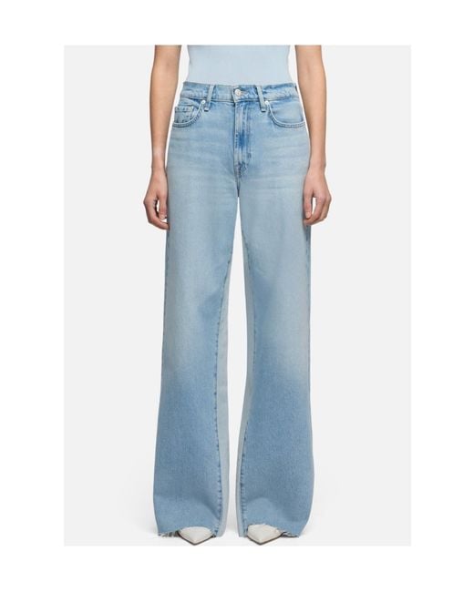 7 For All Mankind Blue Flared Contrast Panel Jeans