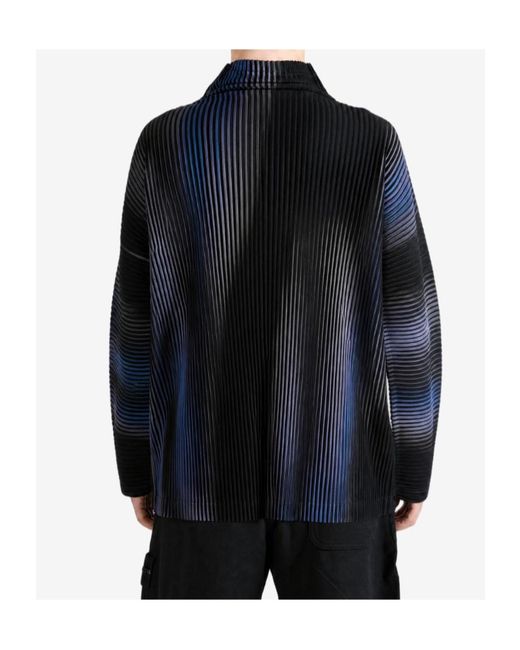 Homme Plissé Issey Miyake Blue Mock-Neck T-Shirt for men