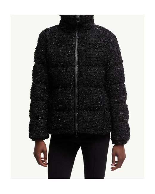 Moncler Black Urbel Tweed Short Down Jacket