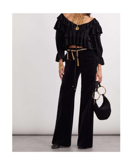 Chloé Black Chloé Flared Velvet Tailored Pants