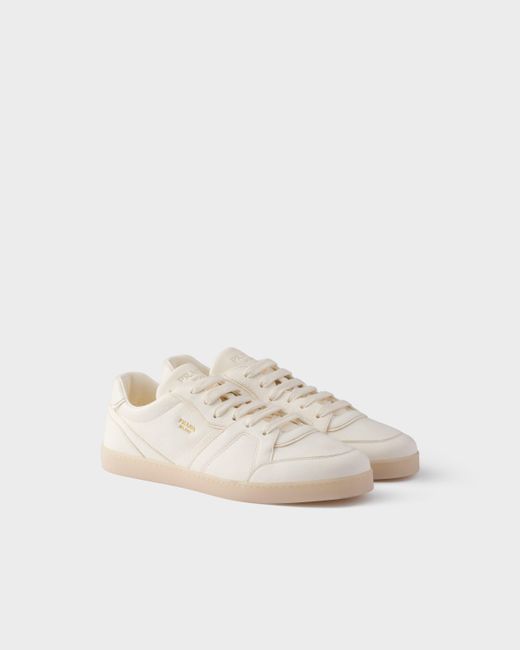 Prada White Round-Toe Lace-Up Sneakers for men