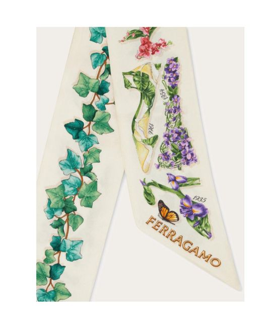 Ferragamo White Printed Flower Headband