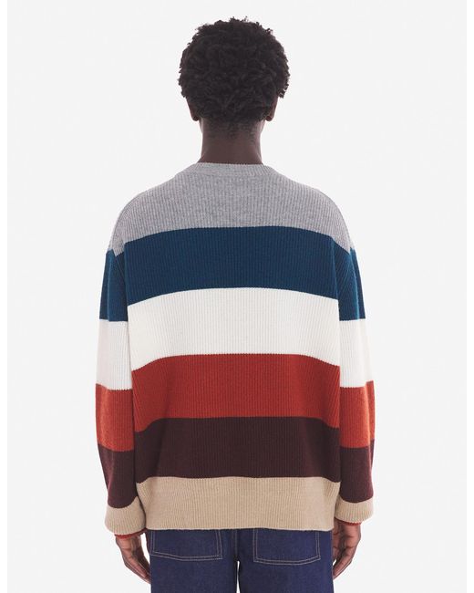 Maison Kitsuné Blue Maison Kitsuné Striped Knit Jumper for men