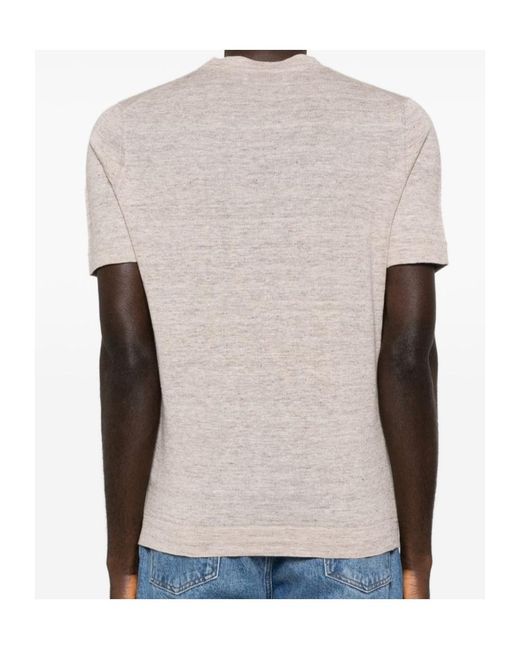 Brunello Cucinelli White Short-Sleeve Knitted T-Shirt for men