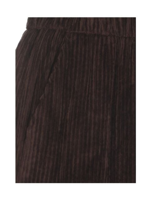 Peserico Black Corduroy Turned Up Hem Trousers