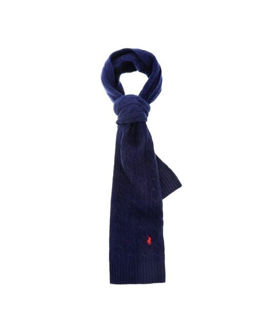 Polo Ralph Lauren Blue Pony Pattern Knitted Scarf