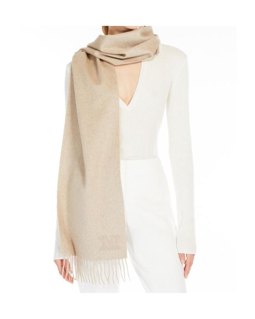 Max Mara Natural Wsdalia Fringed Edge Scarf
