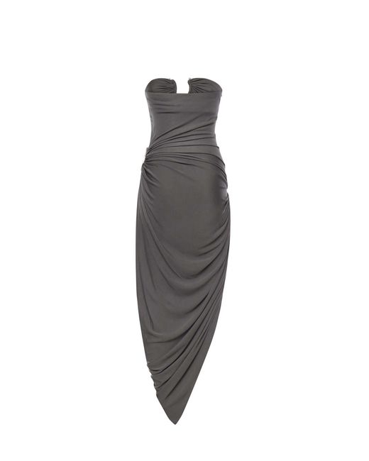 Christopher Esber Gray Orica Ruched Jersey Strapless Dress