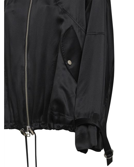 Co. Black Oversized Drawstring Bomber Jacket