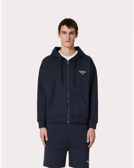 Valentino Blue Drawstring Zip-Up Jacket for men