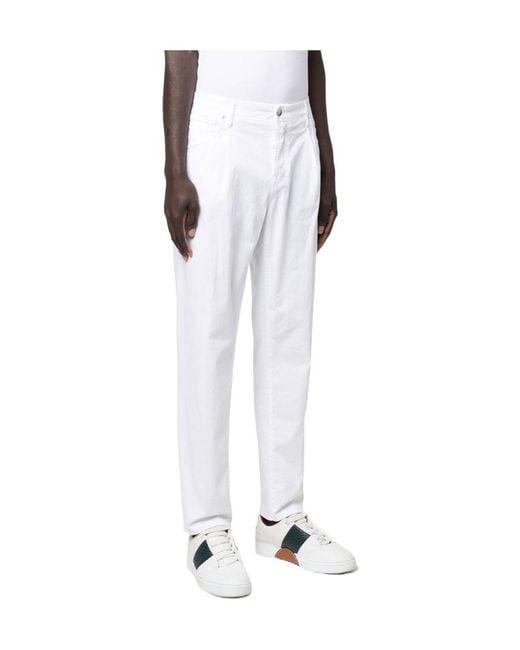 Incotex White Straight Casual Trousers for men