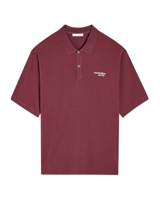 Acne Cotton Polo Shirt Embroidered With Brand Logo for men