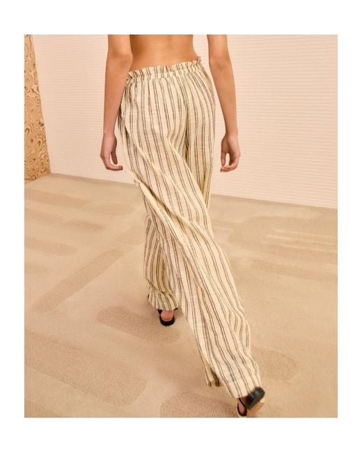 Ulla Johnson Natural Josephine Striped Tassel Trousers