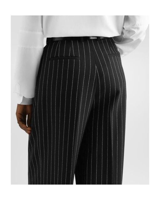 Dolce & Gabbana Black Pinstripe Virgin Wool Trousers