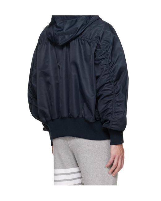 Thom Browne Blue Technical Twill Hooded Jacket for men