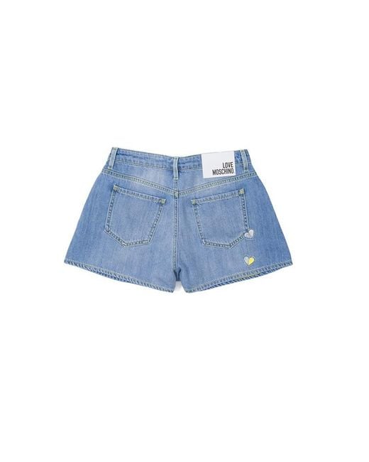 Moschino Blue Printed Denim Shorts