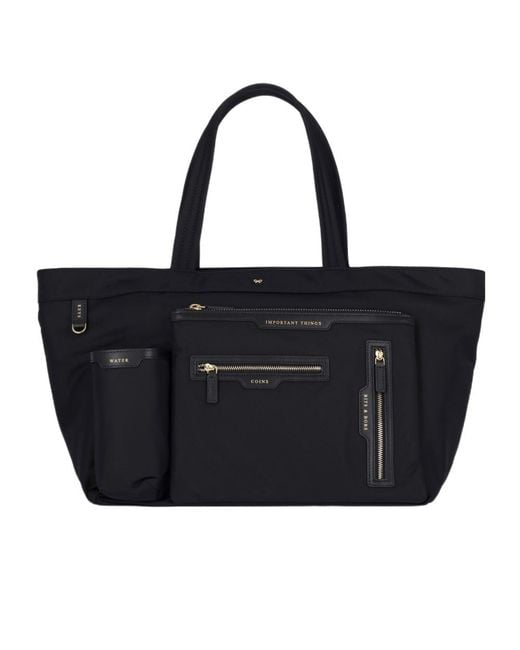 Anya Hindmarch Black Multi-Pocket Tote Bag