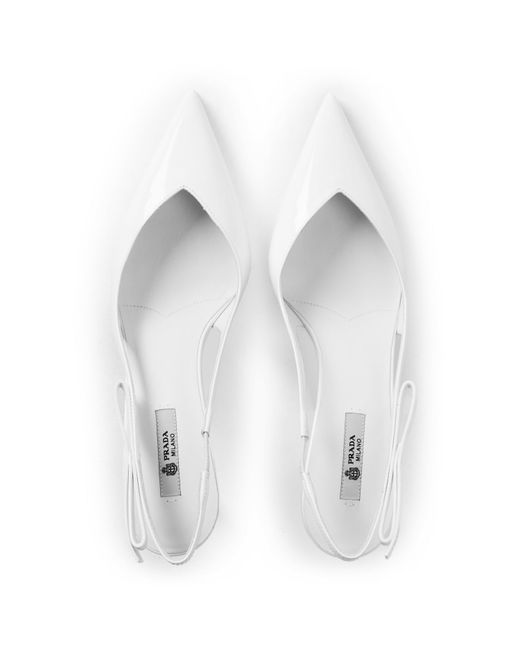 Prada White Shaped Slingbacks