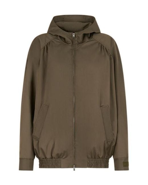 Marni Green Gathered Hooded Zip-Up Jacket