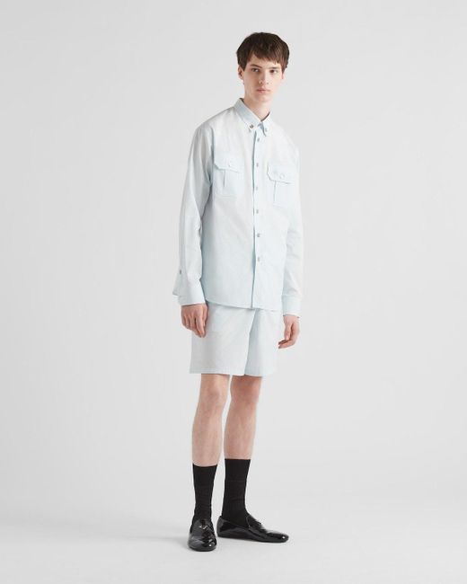 Prada Blue Long-Sleeved Button-Up Shirt for men