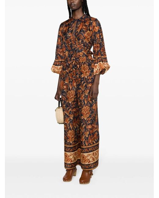 Zimmermann Brown Drawstring Waistband Relaxed Pants With Elasticated Cuffs