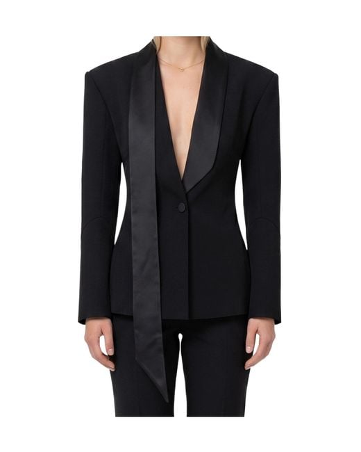 The Attico Blue Single-Breasted Tuxedo Jacket