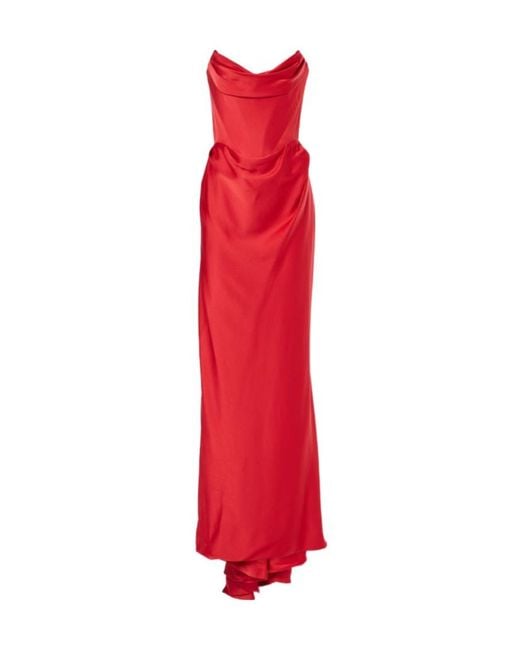 Vivienne Westwood Red Off-Shoulder Satin Gown