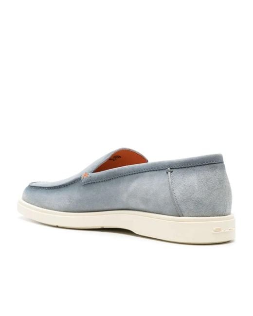 Santoni Gray Almond-Toe Slip-On Loafers for men