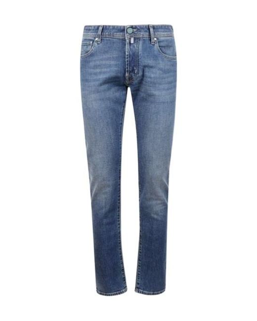 Jacob Cohen Blue Logo Patch Straight-Leg Jeans for men