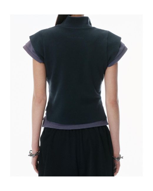 T By Alexander Wang Blue Layered Effect Polo Shirt